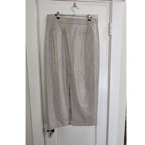 LAMARQUE Faux Leather Clay Zip Straight Long Maxi Skirt Size L Women